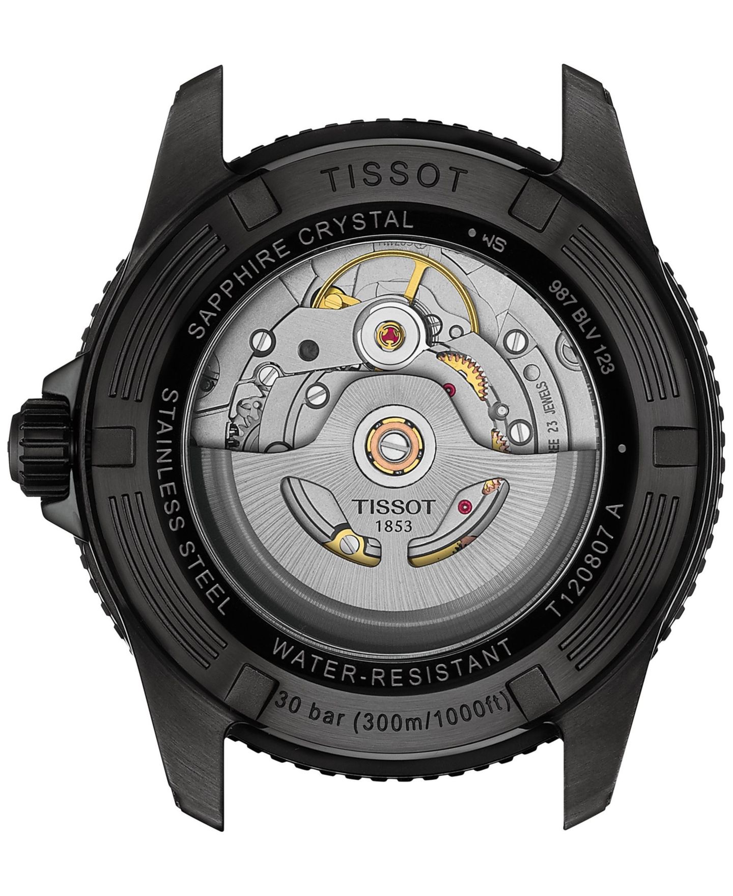Мужские часы Tissot Swiss Automatic Seastar 1000 Powermatic 80 Black PVD Stainless Steel Bracelet Watch 40mm — фото 2