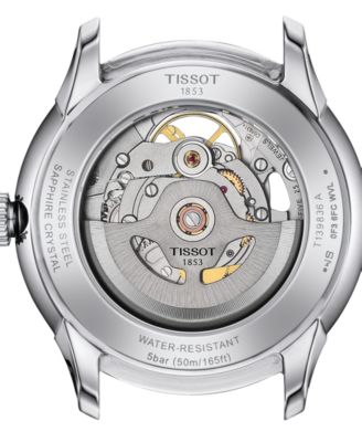 Men's Swiss Automatic Chemin Des Tourelles Skeleton Brown Leather Strap Watch 39mm