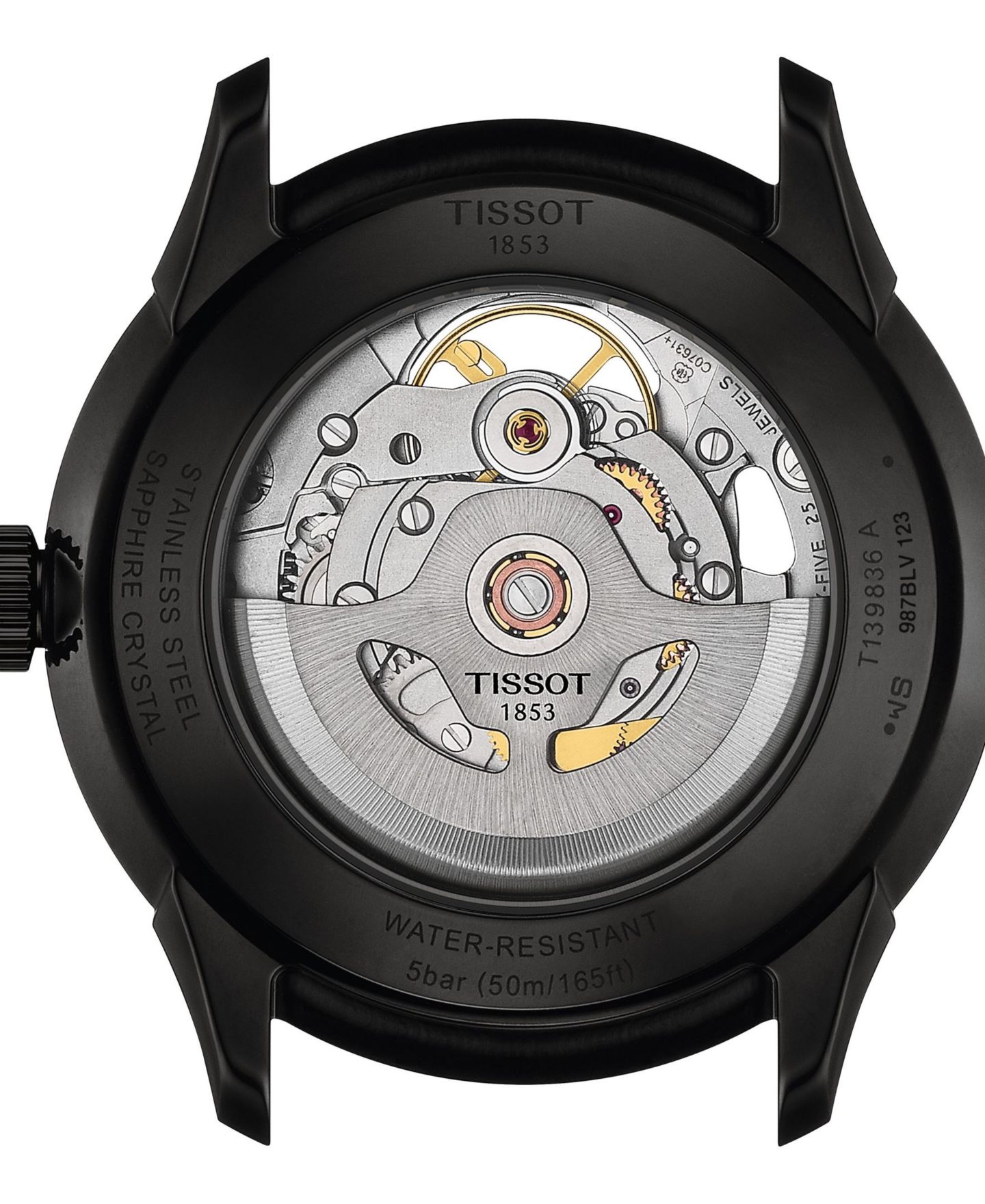 Мужские часы Tissot Swiss Automatic Chemin Des Tourelles Skeleton Black Leather Strap Watch 40mm — фото 2