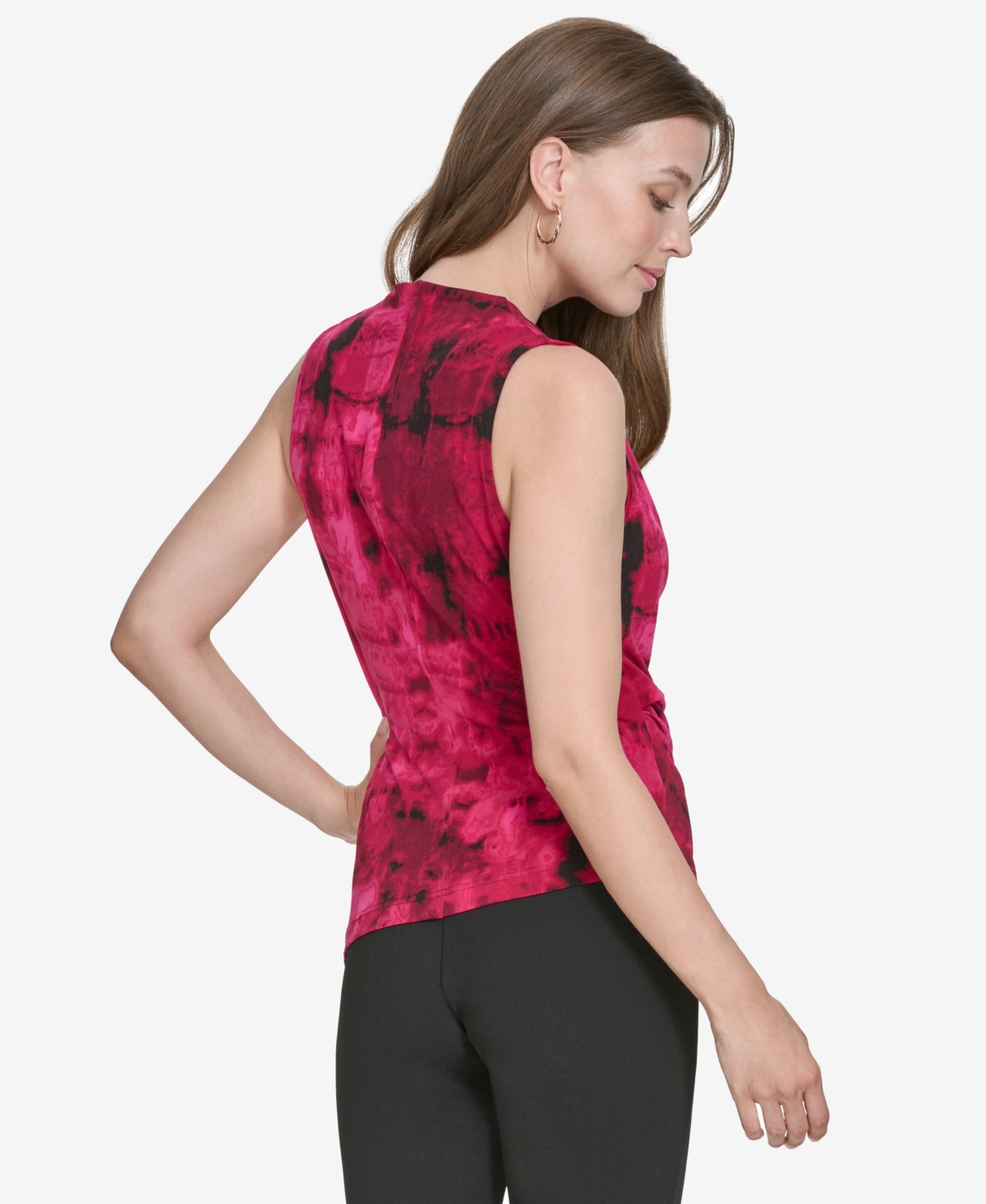 Halston Women's Printed Asymmetric Cowlneck Top