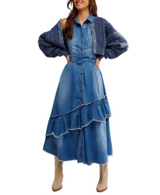 white christmas dresses Free People Margot Denim Mini Dress – Libby Story main image 0