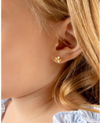 Children's 14K Gold Forget Me Not Flower Studs Girls' Screw Back Earrings