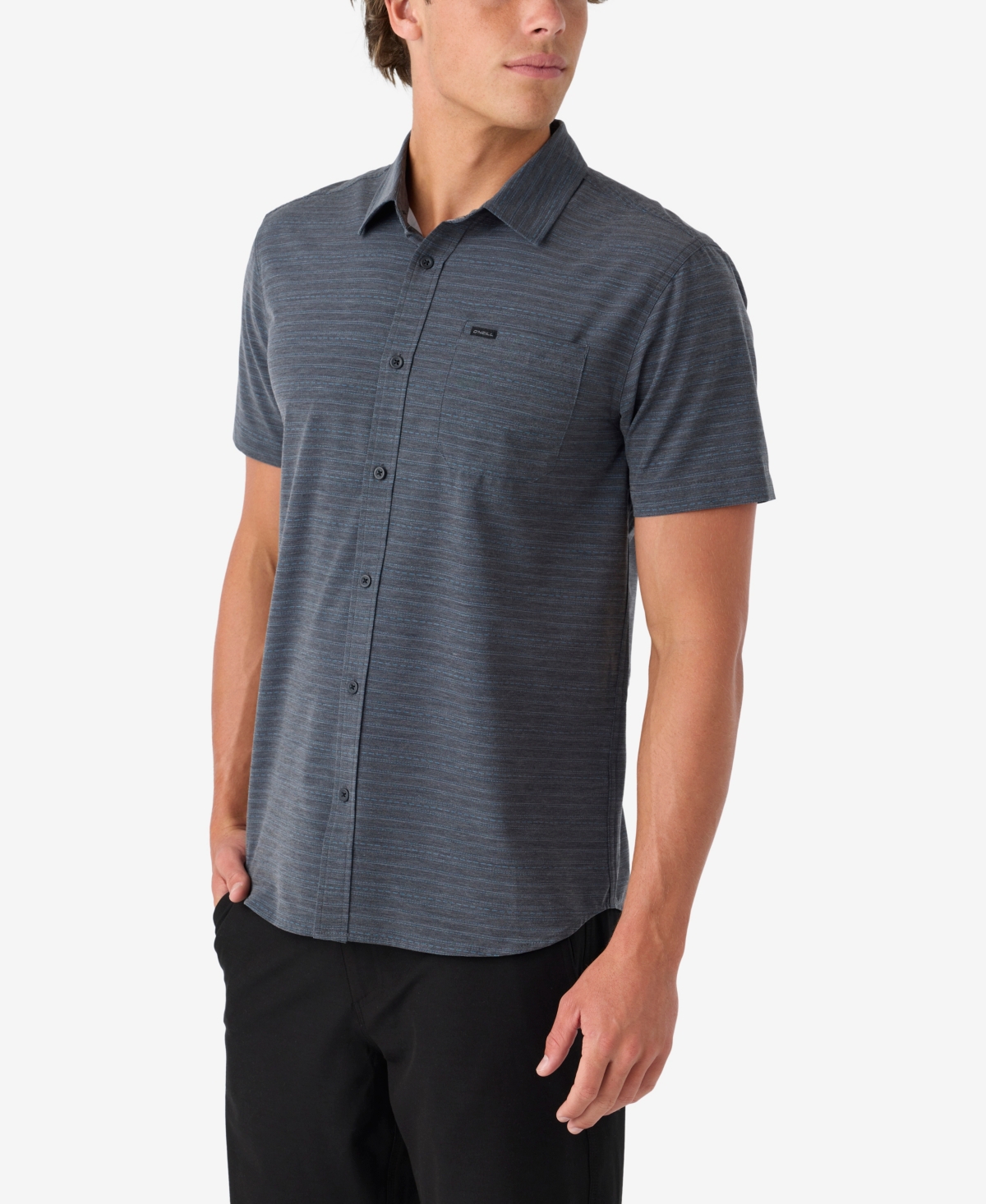 O'Neill Men's Trvlr Upf Traverse Stripe Standard Shirt - Black 3