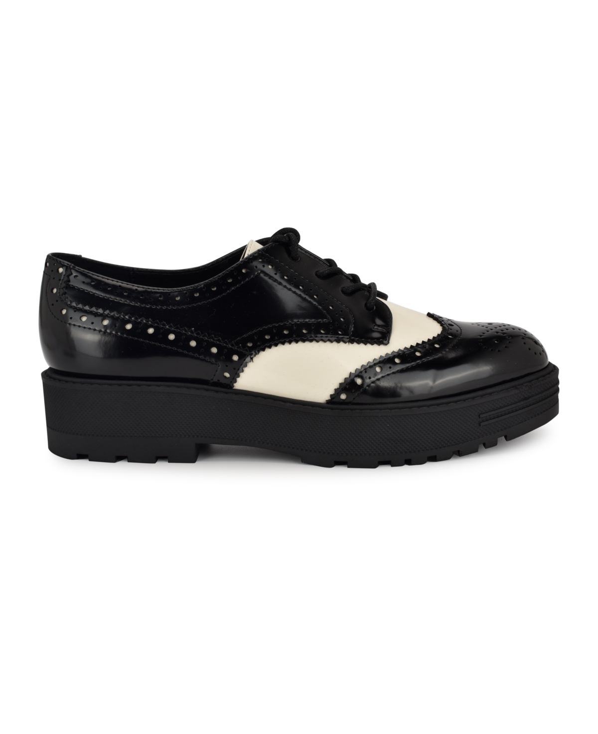 Nine West Women's Resttin Casual Lace-Up Platform Loafers -Cream Patent