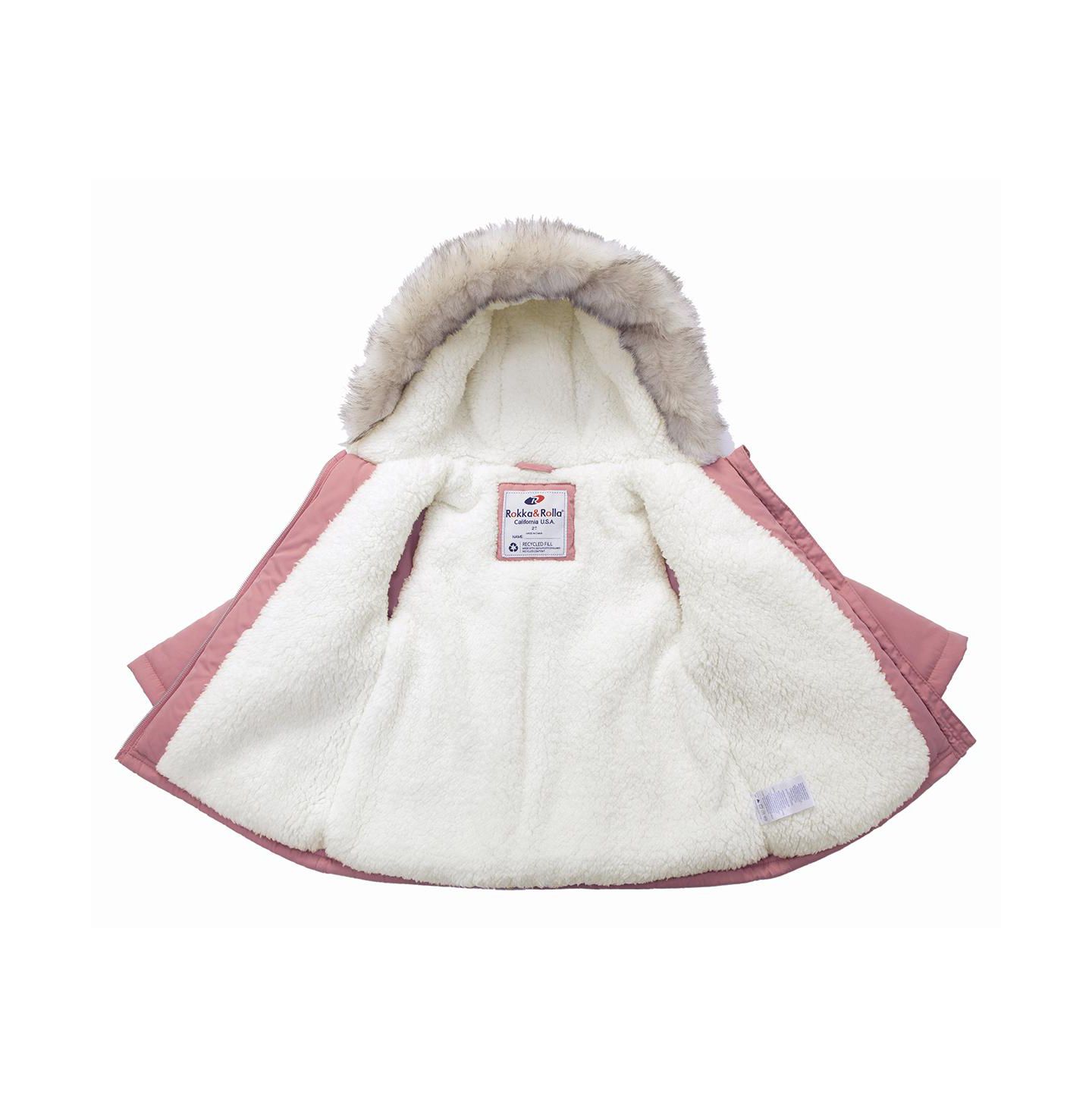 Куртка Rokka&Rolla Puffer Jacket with Sherpa Fleece Lining 2T-4T для девочек-малышей, цвет: Розовый — фото 4