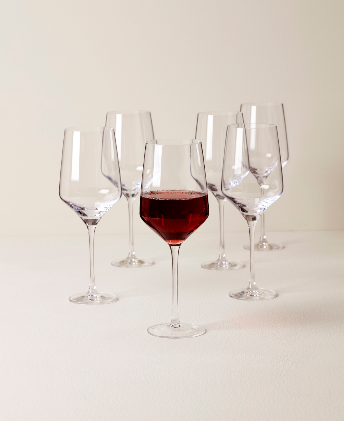 Lenox Tuscany Classics Angled Optic Wine Glasses, Set Of 6 In Clear
