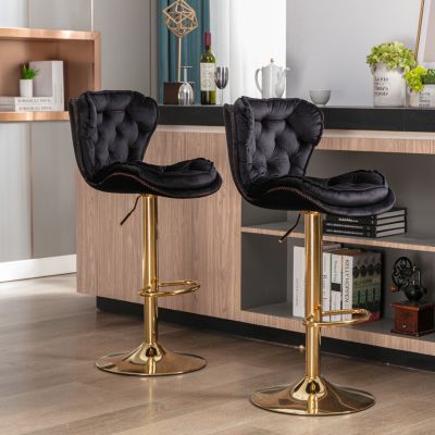 Adjustable Swivel Bar Stools with Chrome Base (Set of 2)