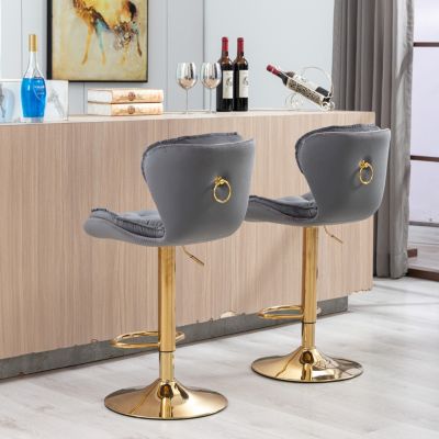 Adjustable Swivel Bar Stools with Chrome Base (Set of 2)