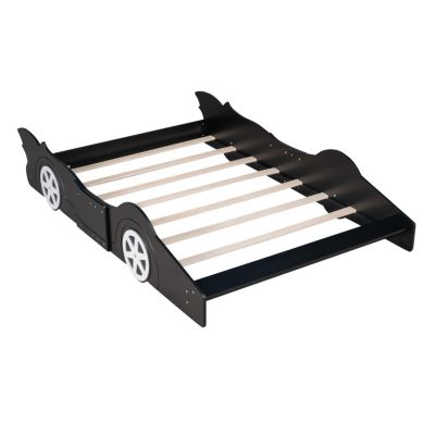 Streamdale Full Size Race Car-Shaped Platform Bed With Wheels