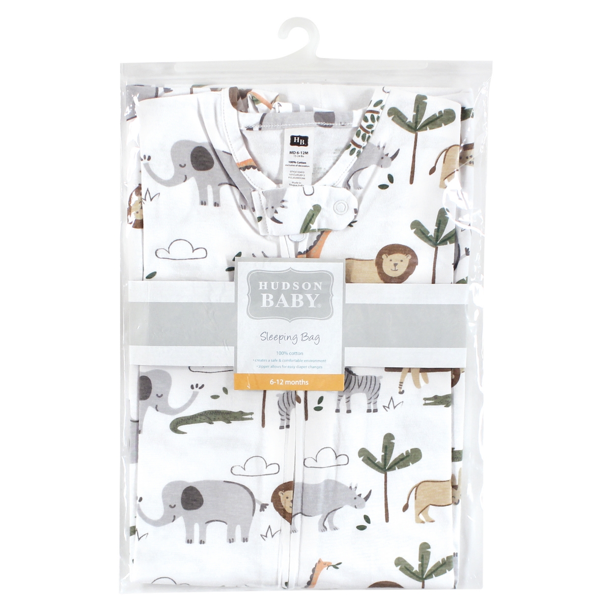 Hudson Baby Baby Boys Unisex Baby Cotton Sleeveless Wearable Sleeping Bag, Sack, Blanket, Safari Life