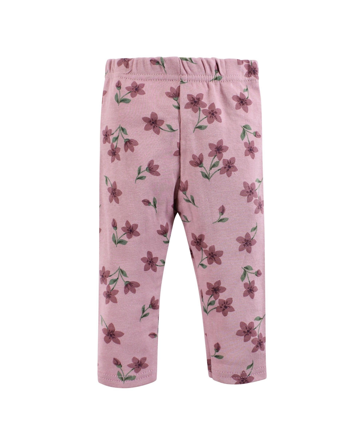 Hudson Baby Baby Girls Cotton Bodysuit, Pant and Shoe Set,- Plum wildflower