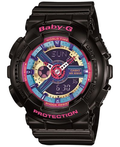 Baby-G Women's Analog-Digital Black Resin Strap Watch 46x43x16mm BA112-1A
