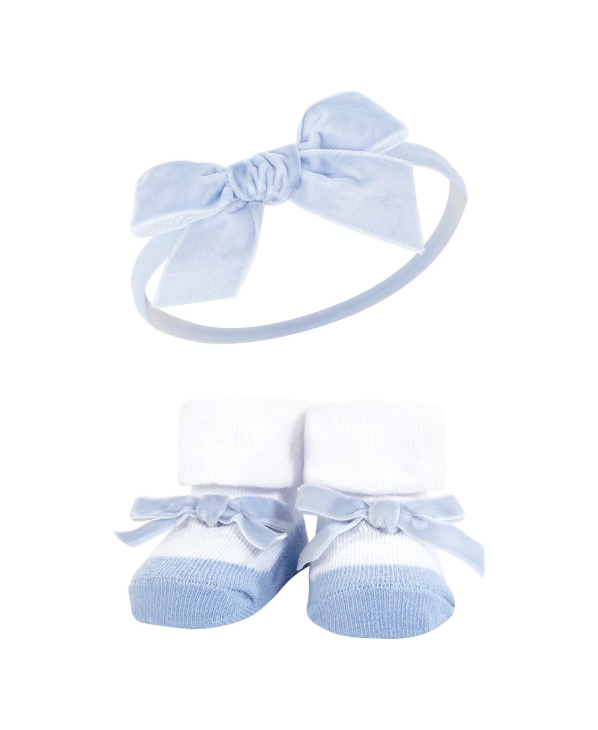 Hudson Baby Baby Girls Headband and Socks Giftset, One - Dark red blue