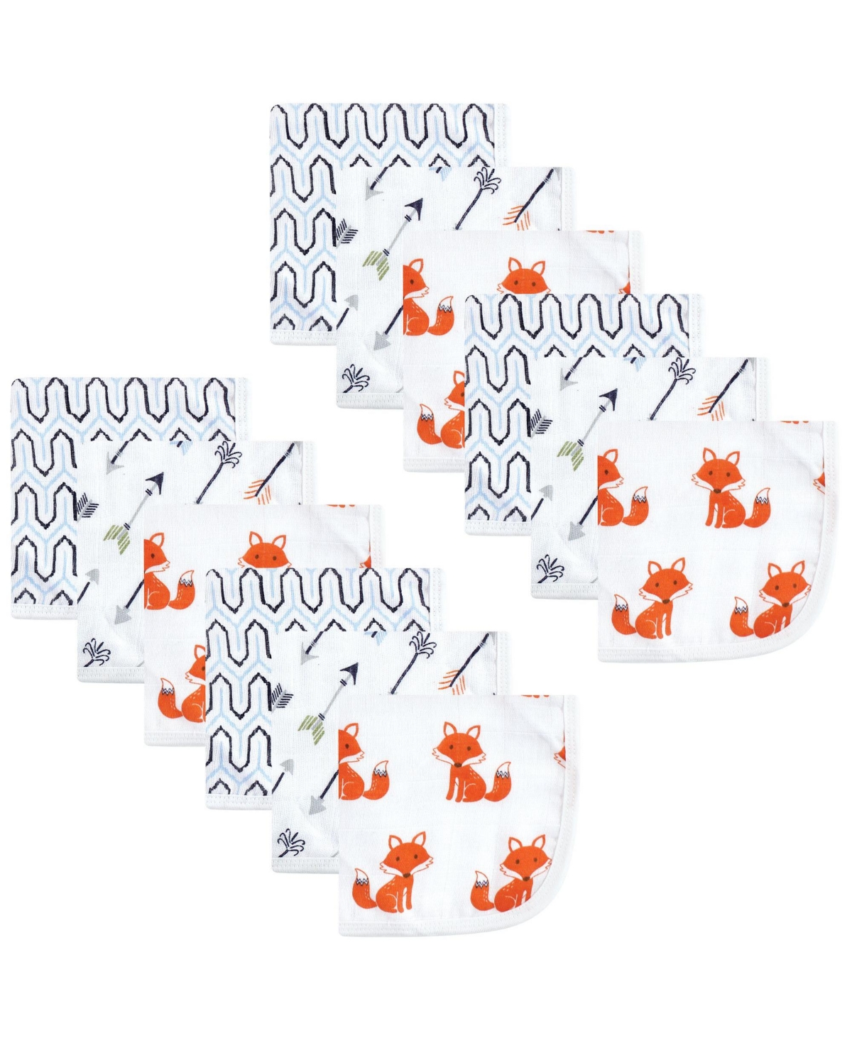 Hudson Baby Infant Boy 24Pc Cotton Muslin Washcloths, One Size - Foxes