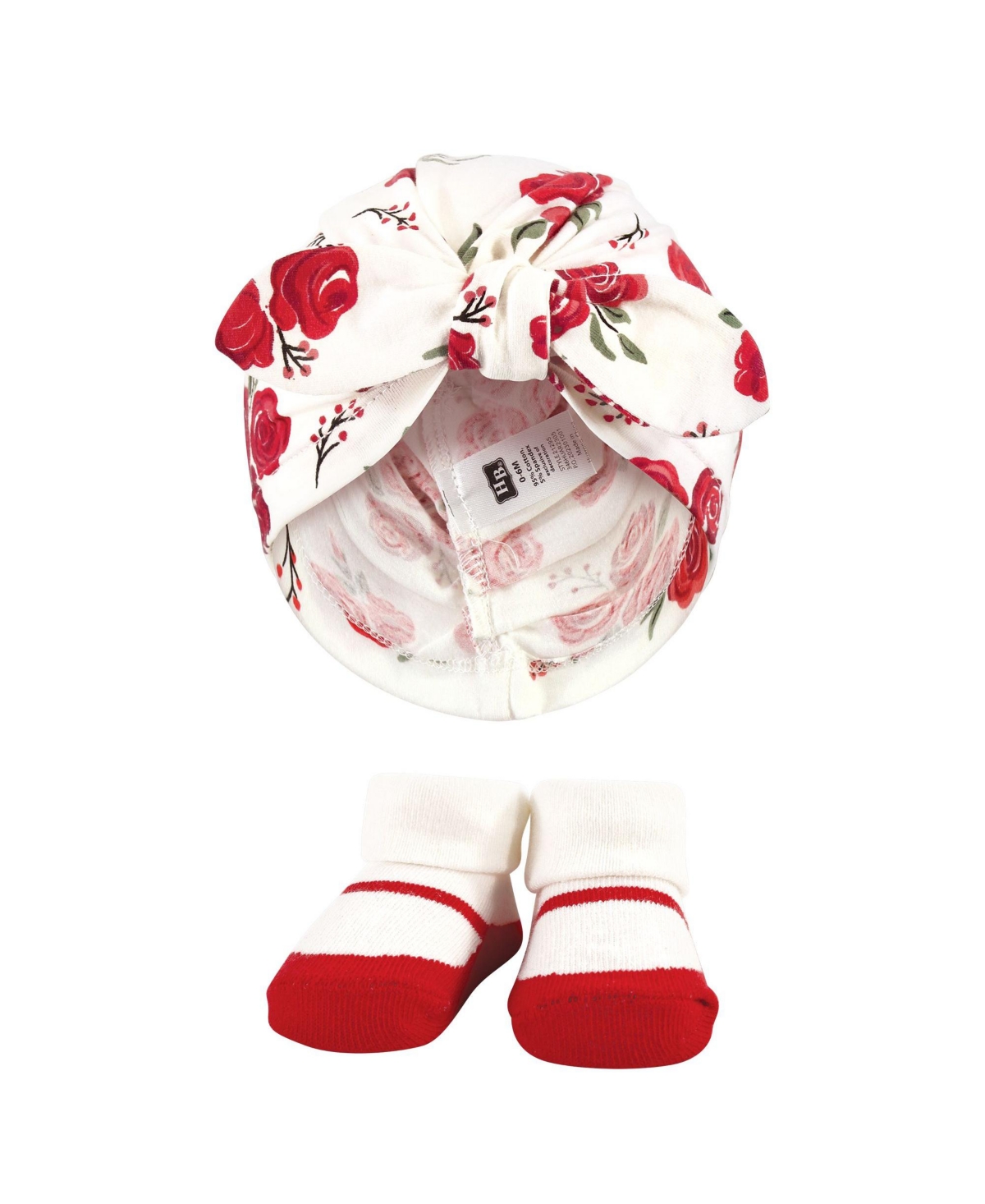 Hudson Baby Infant Girl Turban and Socks Set, One Size - Red rose leopard