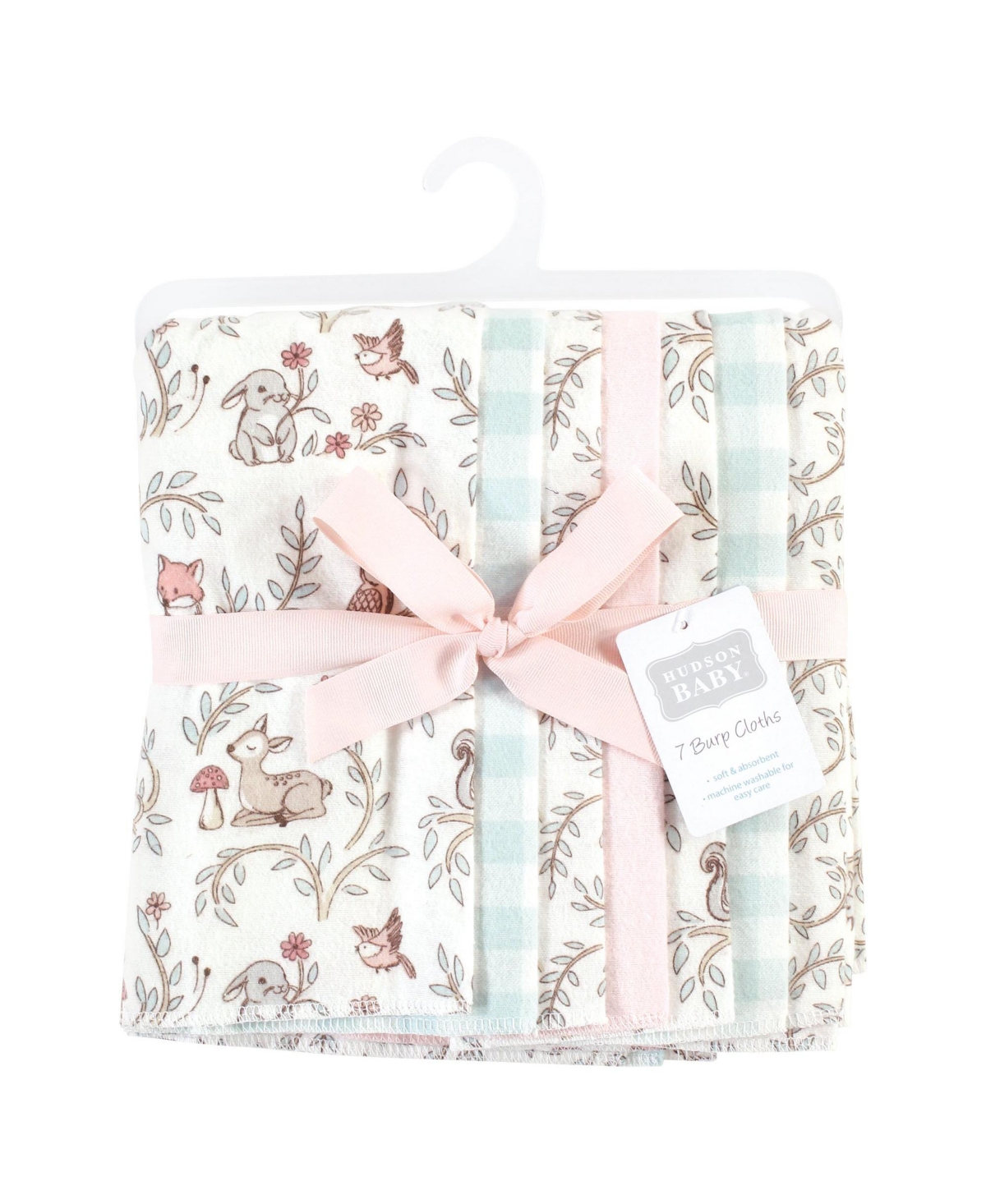Hudson Baby Infant Girl Cotton Flannel Burp Cloths, One Size - Girl woodland pals