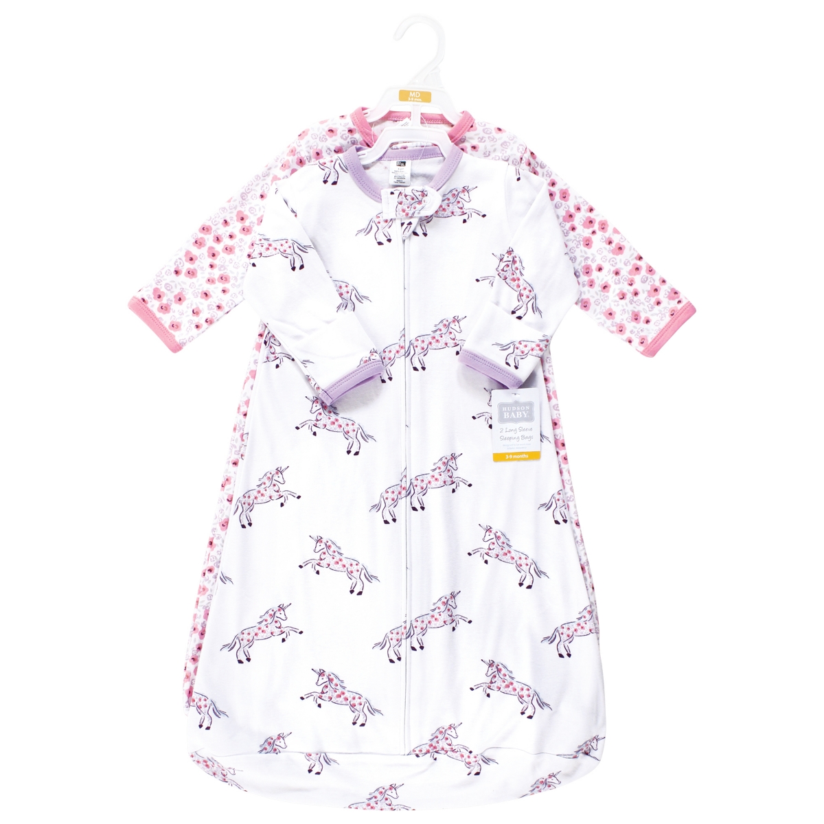 Hudson Baby Baby Girls Cotton Long-Sleeve Wearable Sleeping Bag, Sack, Blanket,- Floral unicorn long sleeve