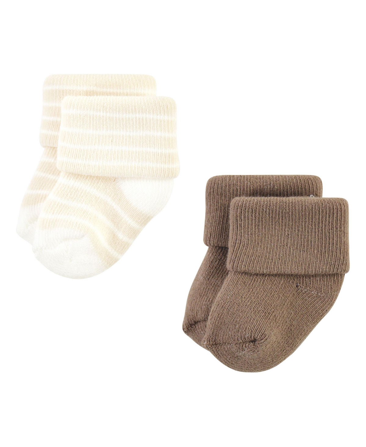 Hudson Baby Baby Boys Cotton Rich Newborn and Terry Socks, Beige Stripe 12 Pack - Beige stripe 12 pack