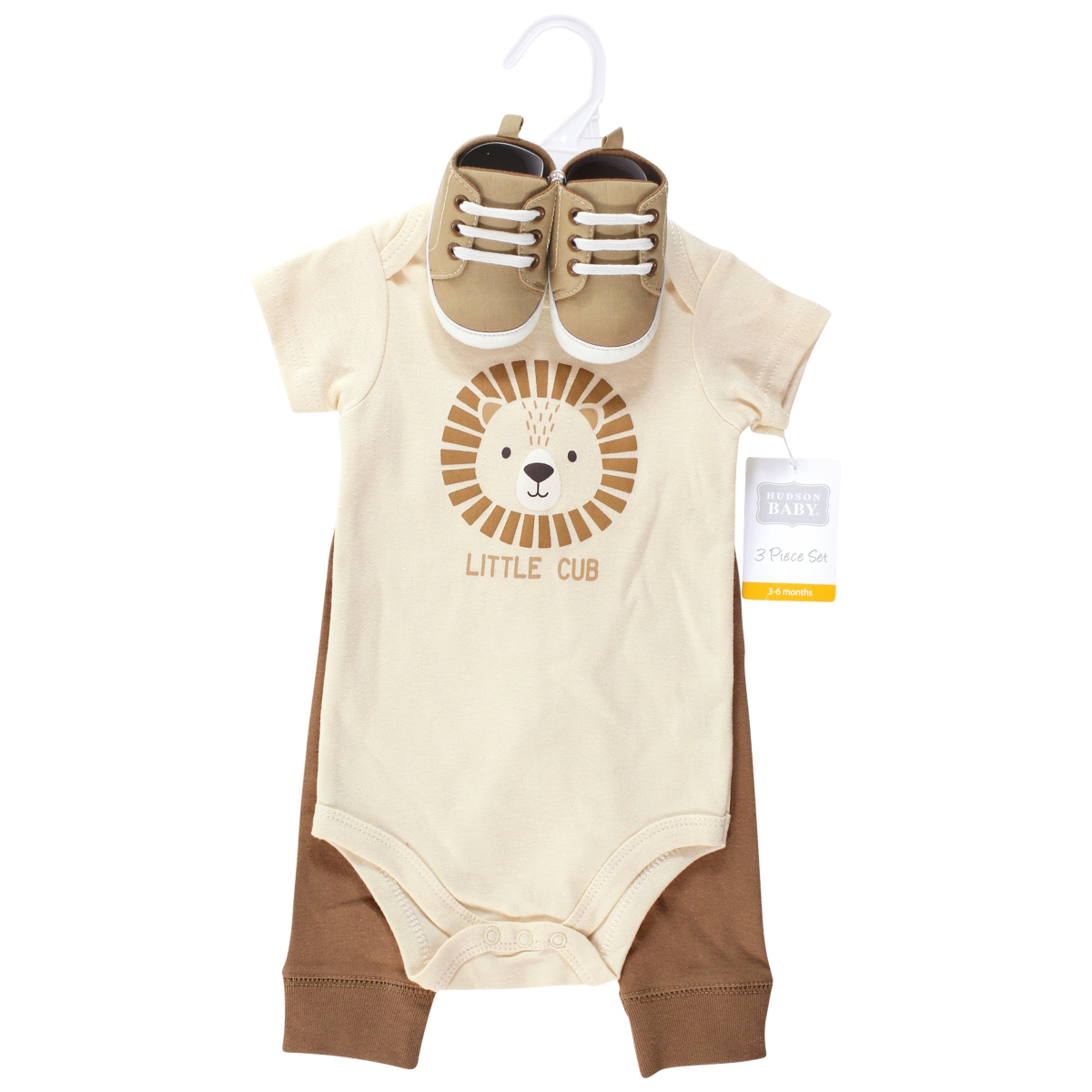 Hudson Baby Baby Boys Cotton Bodysuit, Pant and Shoe Set,- Brave lion