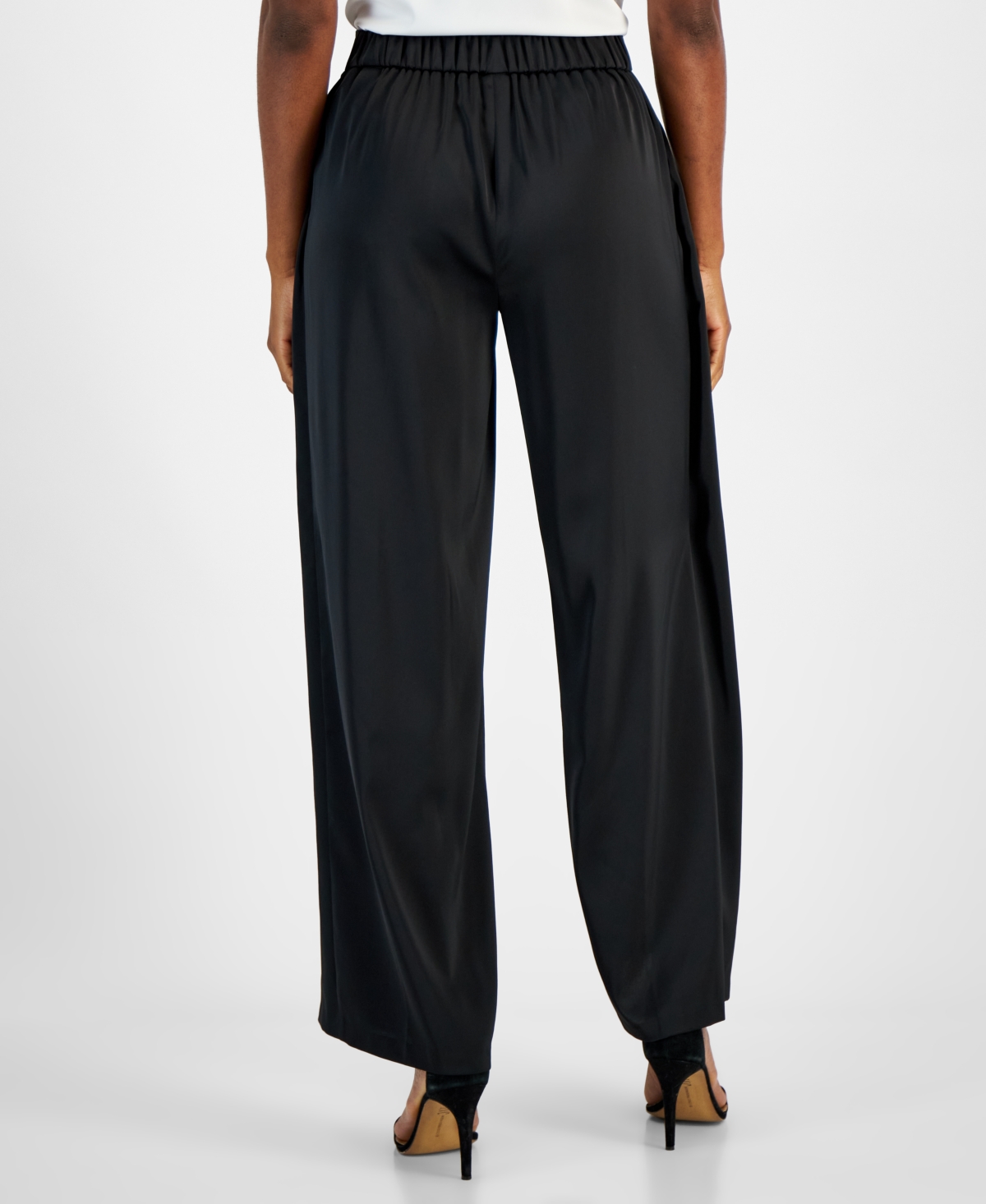Anne Klein Petite Solid Flyaway Pull-On Wide-Leg Pants