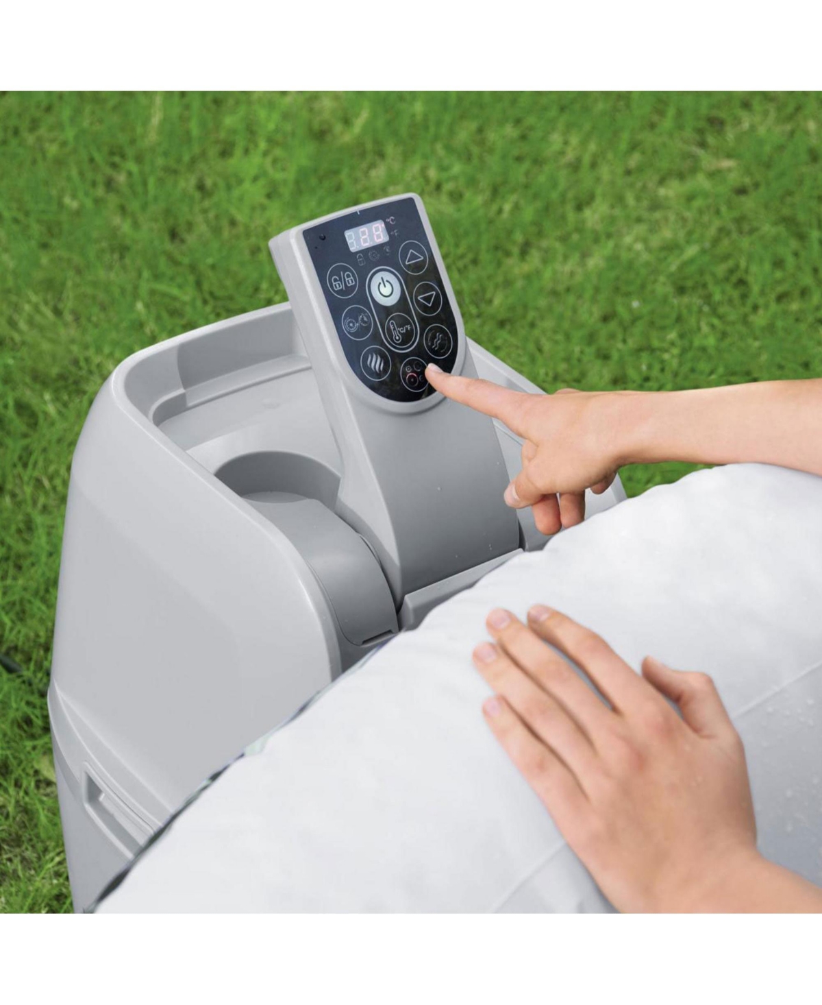 Bestway SaluSpa Aruba AirJet Inflatable Hot Tub with 110 Soothing Jets, Gray - Gray with flowers