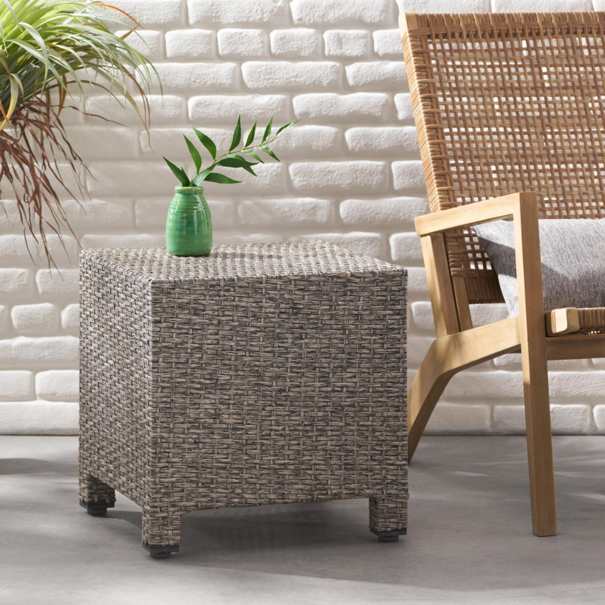 Streamdale Polyethylene Rattan Cube Side Table Durable, Versatile, No Assembly
