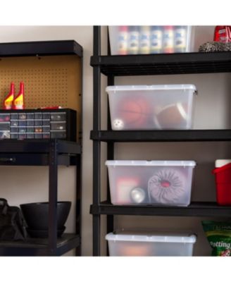 USA 45 Quart Plastic Storage Container Bin with Latching Lid, Clear, 4 Pack