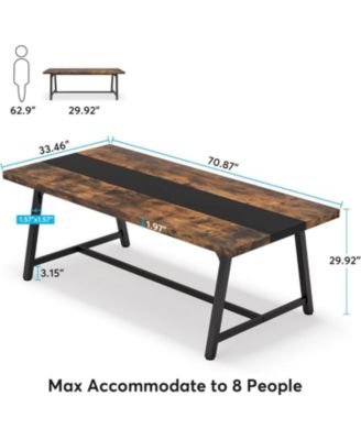 Dining Table for 8 People, 70.87-inch Rectangular Wood Kitchen Table with Strong Metal Frame, Industrial Large Long Dining Room Table