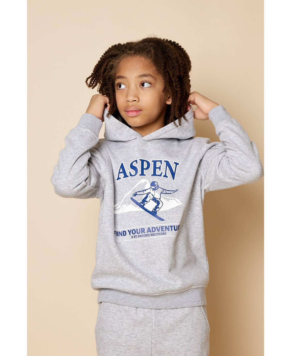 Brooks Brothers B By  Big Boys Graphic Print Fleece Hoodie In Med Grey