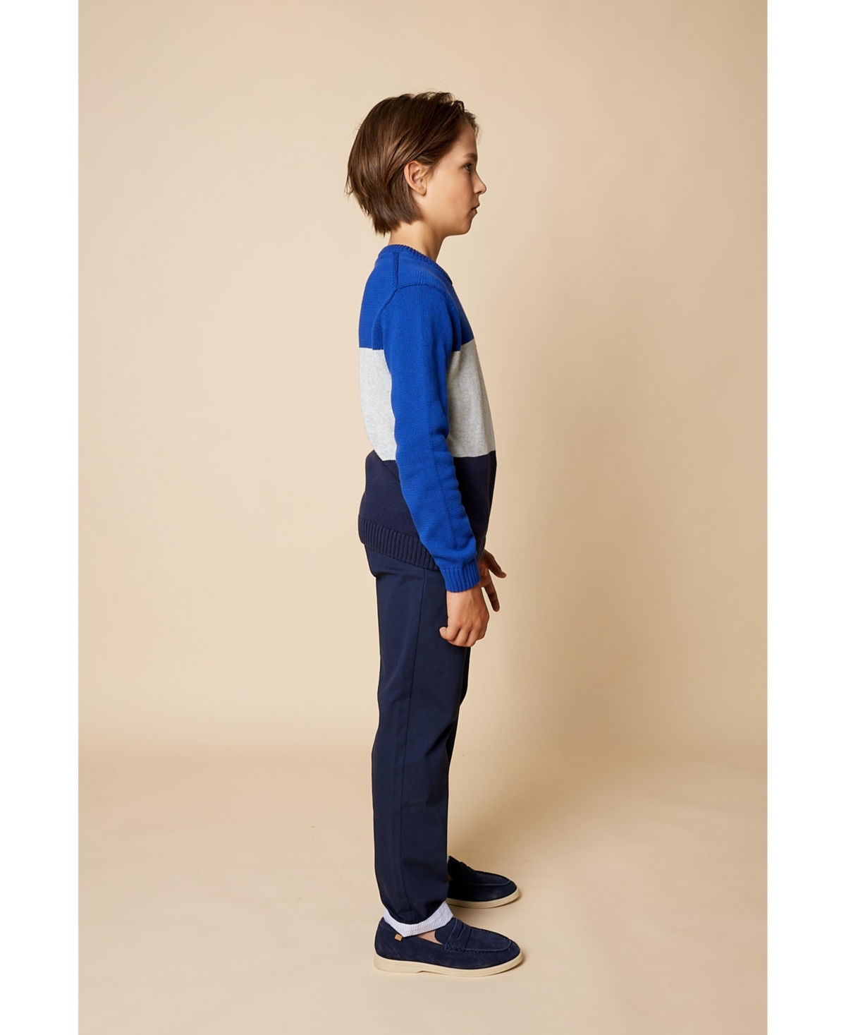 Brooks Brothers B By  Big Boys Colorblock Sweater With Patch In Royal Blue