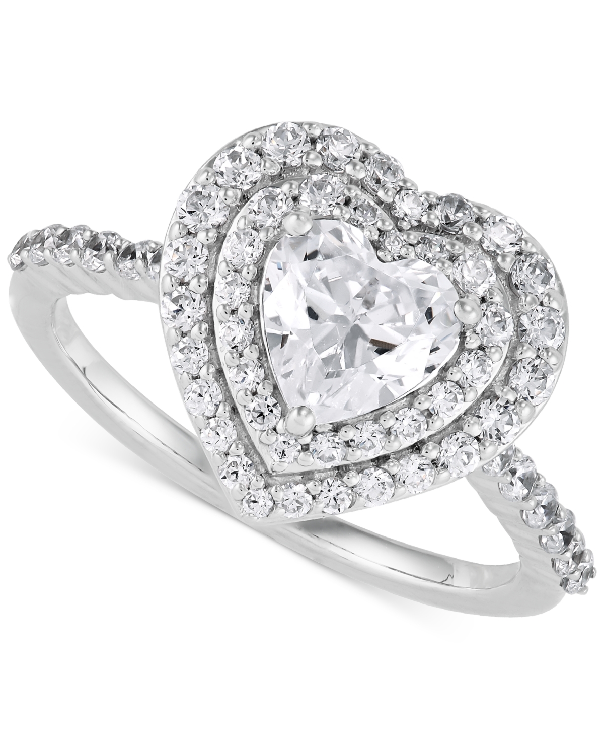 Lab Grown Diamond Heart & Halo Statement Ring (1-3/4 ct. t.w.) in 14k White Gold - White Gold
