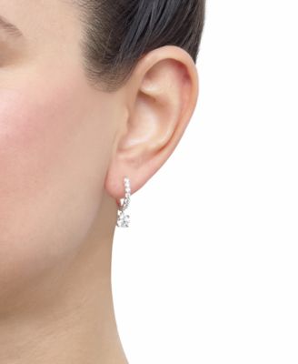 Lab Grown Diamond Dangle Small Hoop Earrings (1-1/2 ct. t.w.) in 14k White Gold