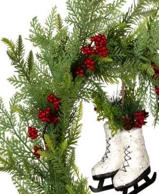 Winter Skates Wreath, 22 Inches