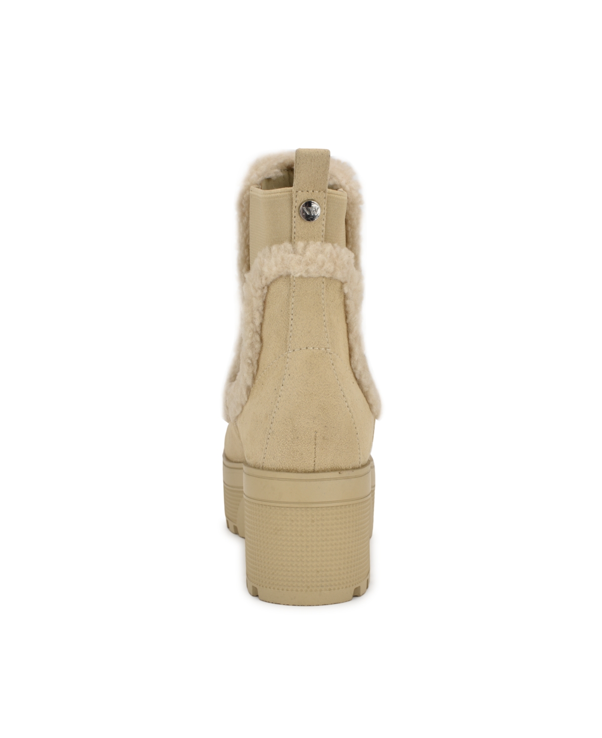 Nine West Women's Haray Block Heel Lug-sole Casual Booties In Light Natural