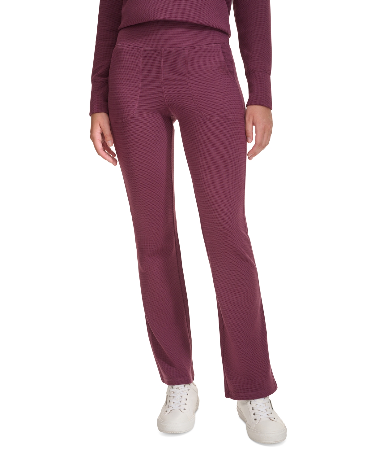 Calvin Klein Women's Flare-leg High-waist Pants In Burgundy