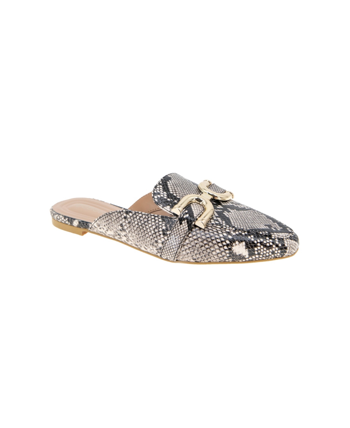 Women's Tara Buckle Mule Flats - Natural Snake
