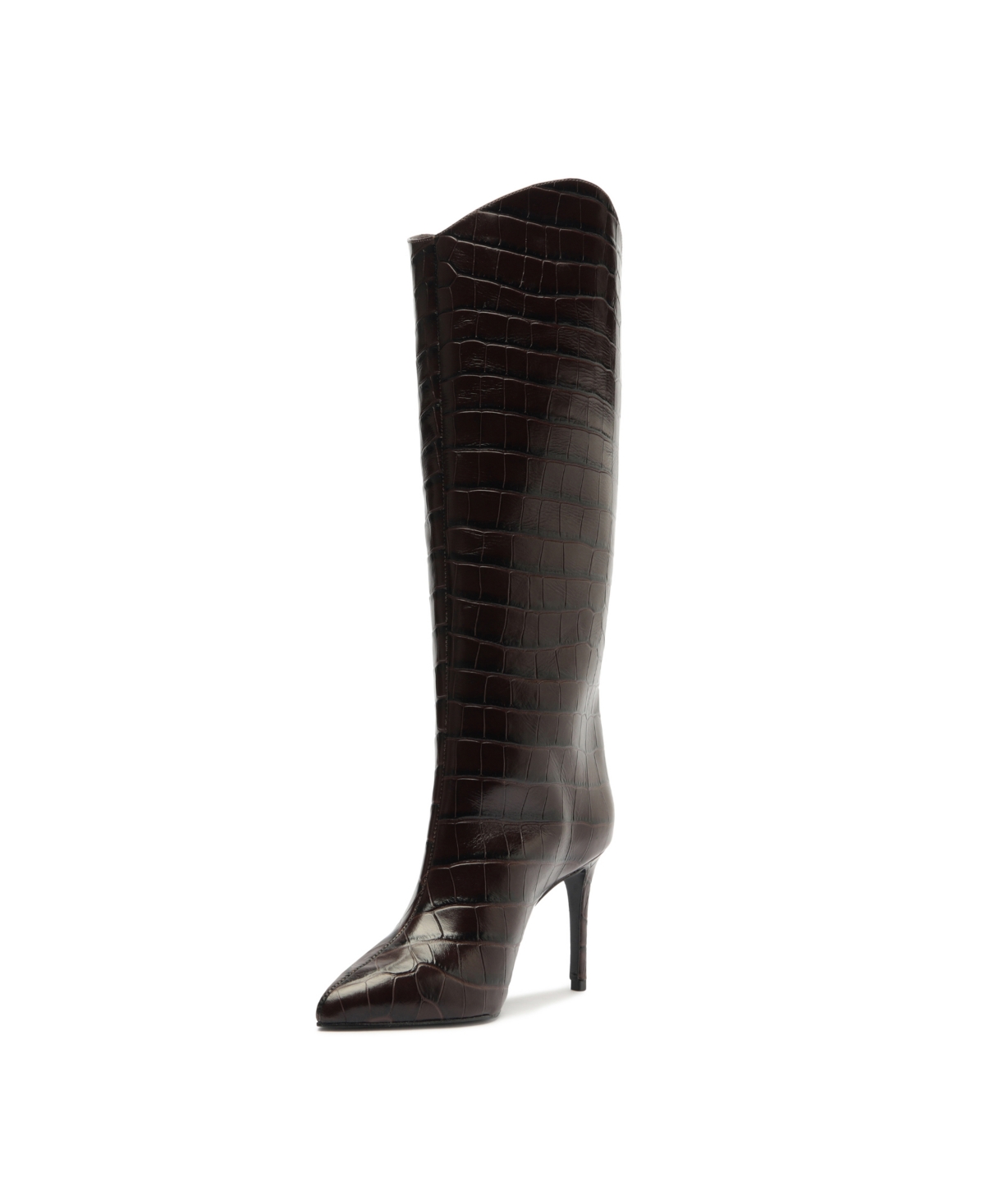 Schutz Women's Maryana Crocodile Embossed Wide Leg Knee High Stiletto Leather Boots