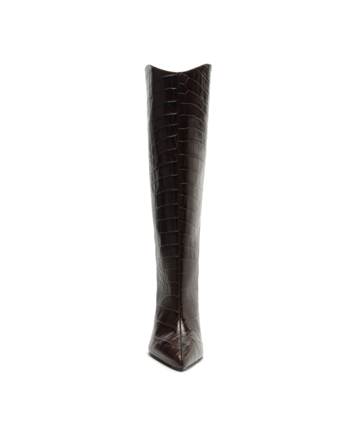 Schutz Women's Maryana Crocodile Embossed Wide Leg Knee High Stiletto Leather Boots