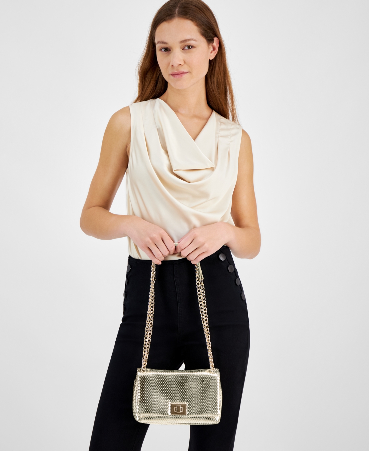 I.n.c. International Concepts Mini Ajae Metallic Snake Shoulder Bag, Created for Macy's
