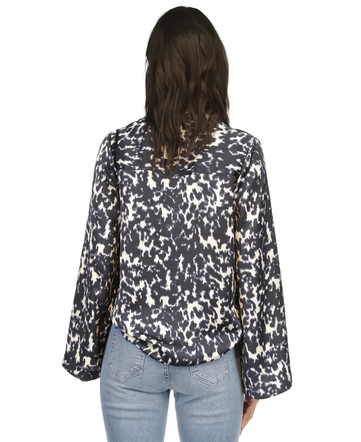 Michael Michael Kors Women's Printed Button-Front Flare-Sleeve Top