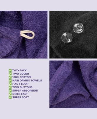 2-Pack Hair Drying Towels, 26" x 13"