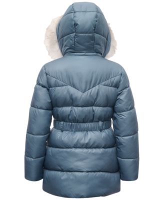 Michael Kors Toddler & Little Girls Belted Stadium Puffer Jacket with Faux-Fur Trim
