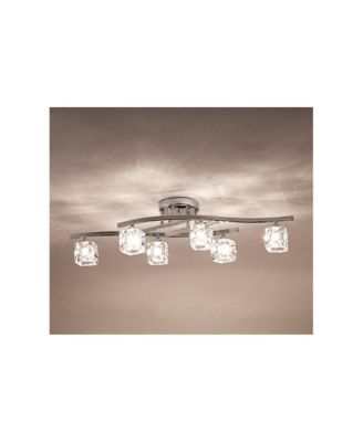 Modern Ceiling Light Semi Flush Mount Fixture 30 1/2" Wide Chrome 6-Light Clear Glass Crystal Cube Shades for Bedroom Kitchen