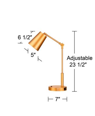 Industrial Modern Desk Lamp with USB and AC Power Outlet 23.5" High Antique Brass Metal for Living Room Bedroom House Bedside