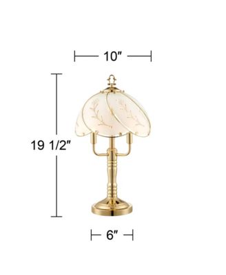 Flower Traditional Accent Table Lamp 19 1/2" High Polished Brass Touch On Off Floral Glass Shade for Bedroom Living Room Bedside Office