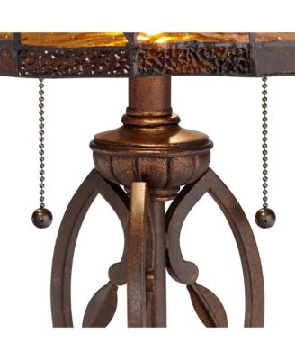 Traditional Table Lamp 26" High Bronze Leaf and Vine Glass Shade for Living Room Family Bedroom Bedside Nightstand