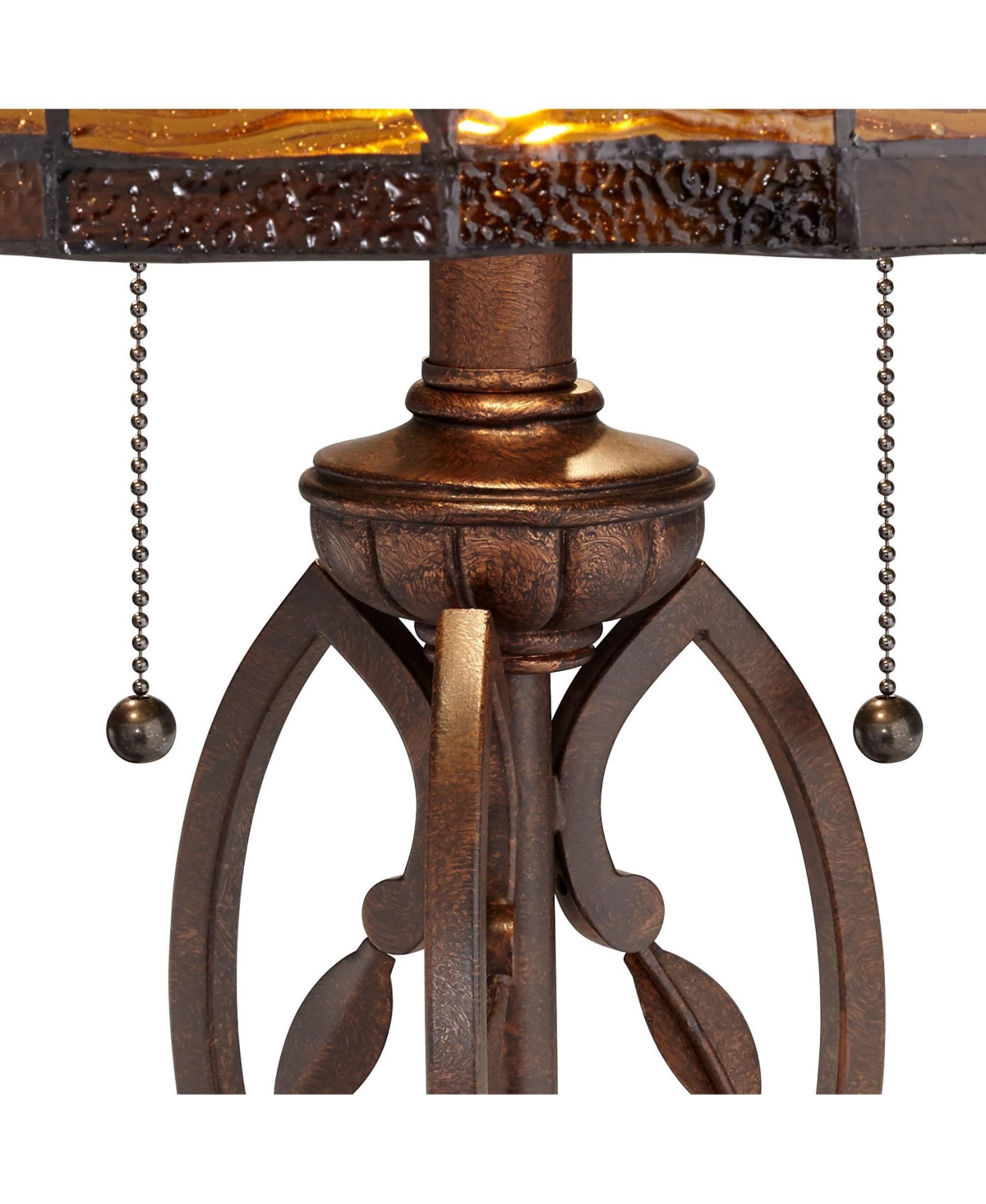 Robert Louis Tiffany Traditional Tiffany Style Table Lamp High Blossoming Bronze Brown Leaf and Vine Antique Glass Shade Decor for Living Room Bed