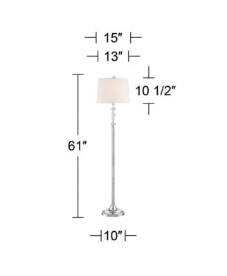 Montrose Glam Standing Floor Lamps 61" Tall Set of 2 Polished Steel Silver Crystal Glass White Fabric Drum Shade Decor for Living Room Reading House Bedroom Office