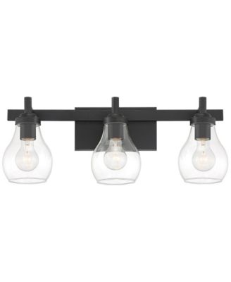 Danvers Modern Wall Light Black Metal Hardwired 22.5" 3-Light Fixture Clear Globe Glass Shades for Bedroom Bathroom Vanity Reading Living Family Room Hallway House Home Decor