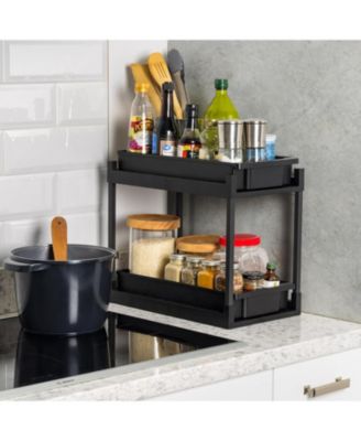 USA 2-Tier Under Sink Organizer, 1 Pack, Storage with Sliding Drawers - Versatile solution for Office, Kitchen or Bathroom - Black